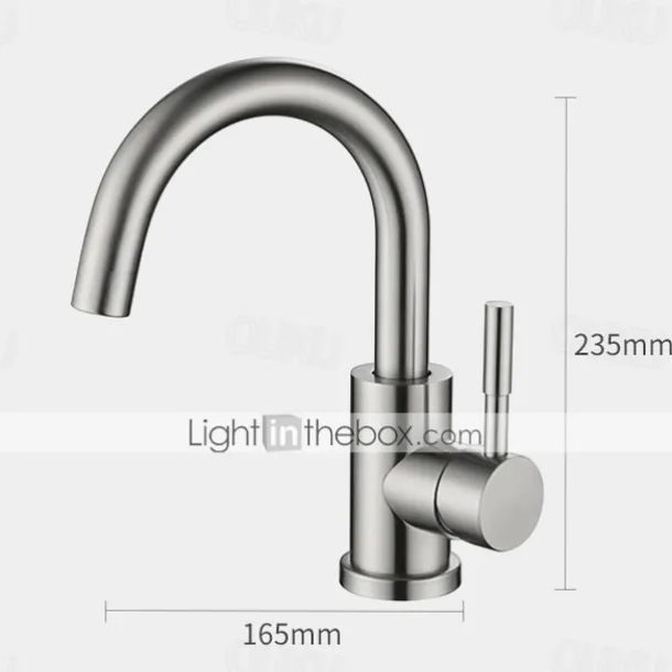 Bathroom Sink Faucet,Single Handle Black Nickel/White Dainted/Brushed Nickel One Hole Standard Spout Stainless Steel Bathroom Sink Faucet with Hot and Cold Water