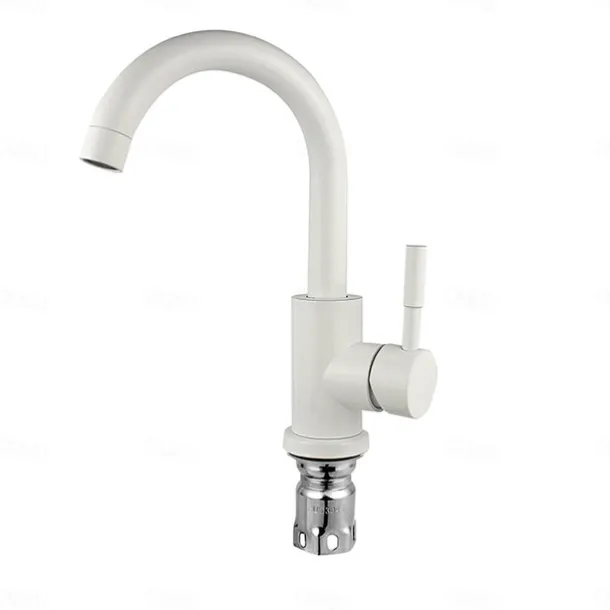Bathroom Sink Faucet,Single Handle Black Nickel/White Dainted/Brushed Nickel One Hole Standard Spout Stainless Steel Bathroom Sink Faucet with Hot and Cold Water