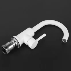 Bathroom Sink Faucet,Single Handle Black Nickel/White Dainted/Brushed Nickel One Hole Standard Spout Stainless Steel Bathroom Sink Faucet with Hot and Cold Water