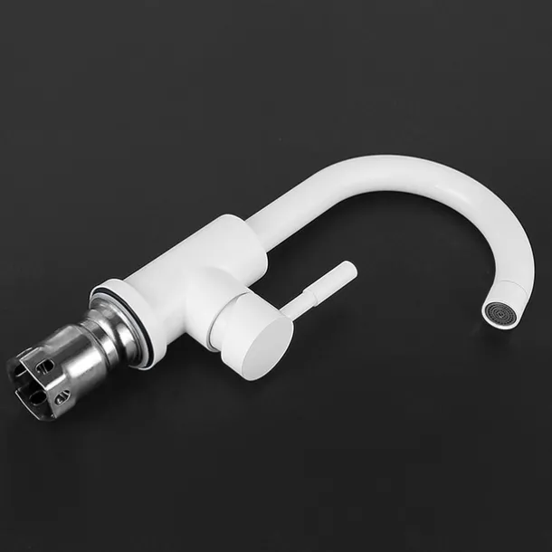 Bathroom Sink Faucet,Single Handle Black Nickel/White Dainted/Brushed Nickel One Hole Standard Spout Stainless Steel Bathroom Sink Faucet with Hot and Cold Water