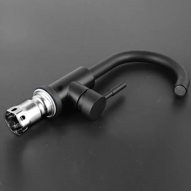 Bathroom Sink Faucet,Single Handle Black Nickel/White Dainted/Brushed Nickel One Hole Standard Spout Stainless Steel Bathroom Sink Faucet with Hot and Cold Water