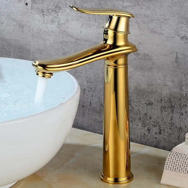 Bathroom Sink Faucet,Single Brass Free Standing Single Handle One Hole Bath Taps with Hot and Cold Switch