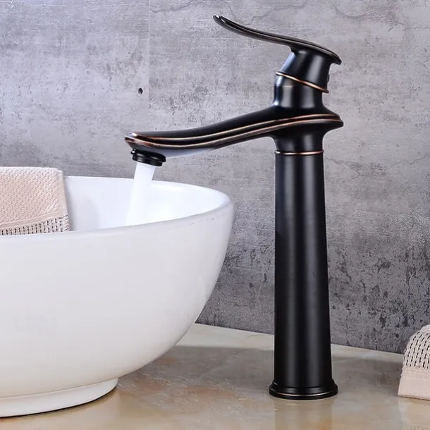 Bathroom Sink Faucet,Single Brass Free Standing Single Handle One Hole Bath Taps with Hot and Cold Switch