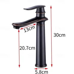 Bathroom Sink Faucet,Single Brass Free Standing Single Handle One Hole Bath Taps with Hot and Cold Switch