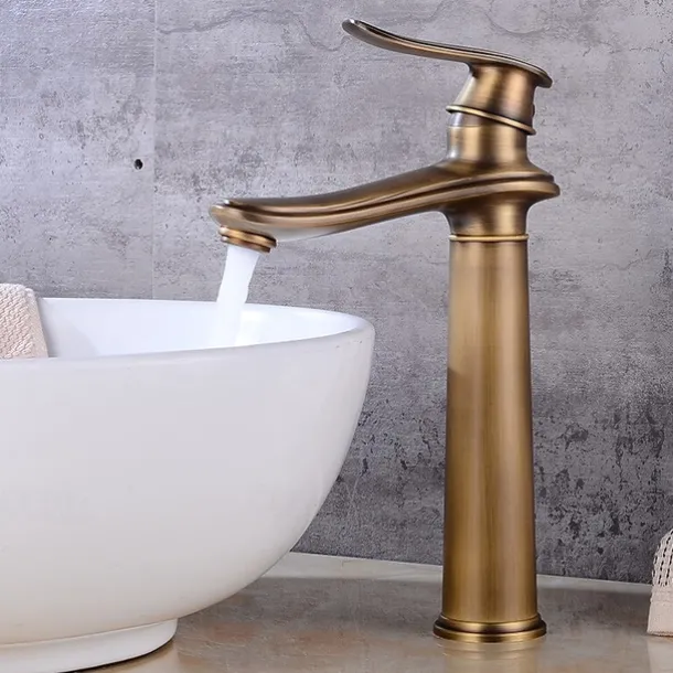 Bathroom Sink Faucet,Single Brass Free Standing Single Handle One Hole Bath Taps with Hot and Cold Switch