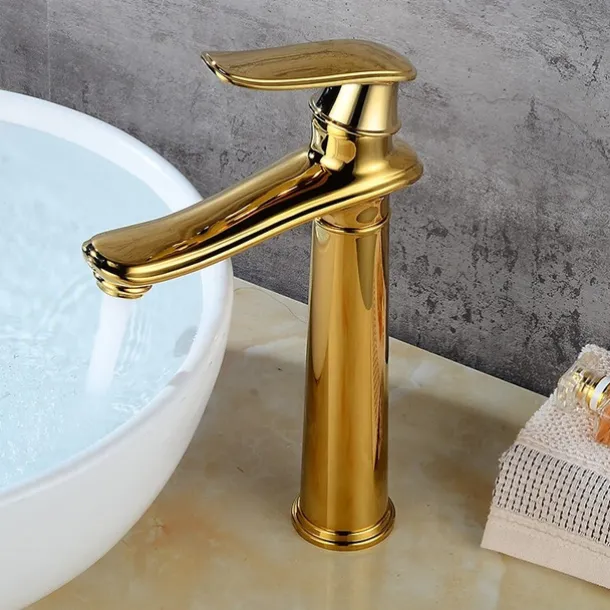 Bathroom Sink Faucet,Single Brass Free Standing Single Handle One Hole Bath Taps with Hot and Cold Switch