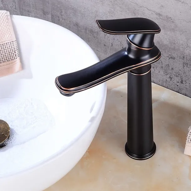 Bathroom Sink Faucet,Single Brass Free Standing Single Handle One Hole Bath Taps with Hot and Cold Switch