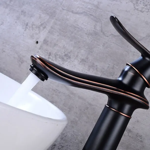 Bathroom Sink Faucet,Single Brass Free Standing Single Handle One Hole Bath Taps with Hot and Cold Switch