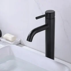 Bathroom Sink Faucet,Single Handle Matte Black Centerset Bath Taps,Stainless Steel COD Bathroom Faucet Adjustable to Cold and Hot Water