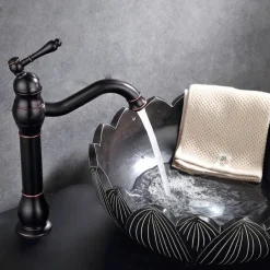 Bathroom Sink Faucet,Single Handle Rose Gold/Black/Brushed Gold/ Brass/Rustic Nickel One Hole Widespread Electroplated Faucet with Hot and Cold Water