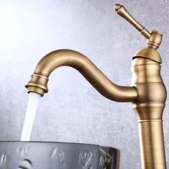 Bathroom Sink Faucet,Single Handle Rose Gold/Black/Brushed Gold/ Brass/Rustic Nickel One Hole Widespread Electroplated Faucet with Hot and Cold Water