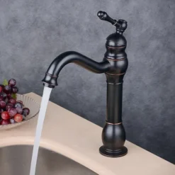 Bathroom Sink Faucet,Single Handle Rose Gold/Black/Brushed Gold/ Brass/Rustic Nickel One Hole Widespread Electroplated Faucet with Hot and Cold Water