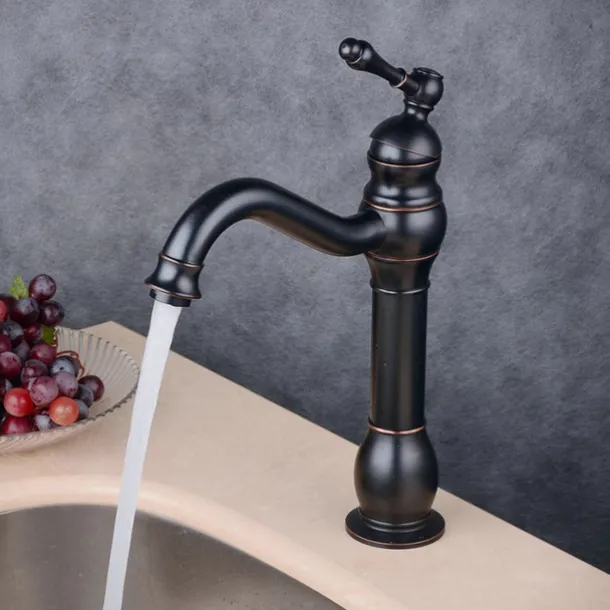 Bathroom Sink Faucet,Single Handle Rose Gold/Black/Brushed Gold/ Brass/Rustic Nickel One Hole Widespread Electroplated Faucet with Hot and Cold Water