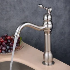 Bathroom Sink Faucet,Single Handle Rose Gold/Black/Brushed Gold/ Brass/Rustic Nickel One Hole Widespread Electroplated Faucet with Hot and Cold Water