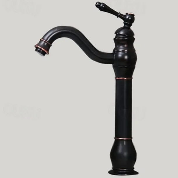 Bathroom Sink Faucet,Single Handle Rose Gold/Black/Brushed Gold/ Brass/Rustic Nickel One Hole Widespread Electroplated Faucet with Hot and Cold Water