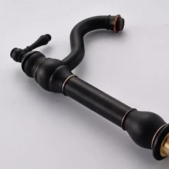 Bathroom Sink Faucet,Single Handle Rose Gold/Black/Brushed Gold/ Brass/Rustic Nickel One Hole Widespread Electroplated Faucet with Hot and Cold Water