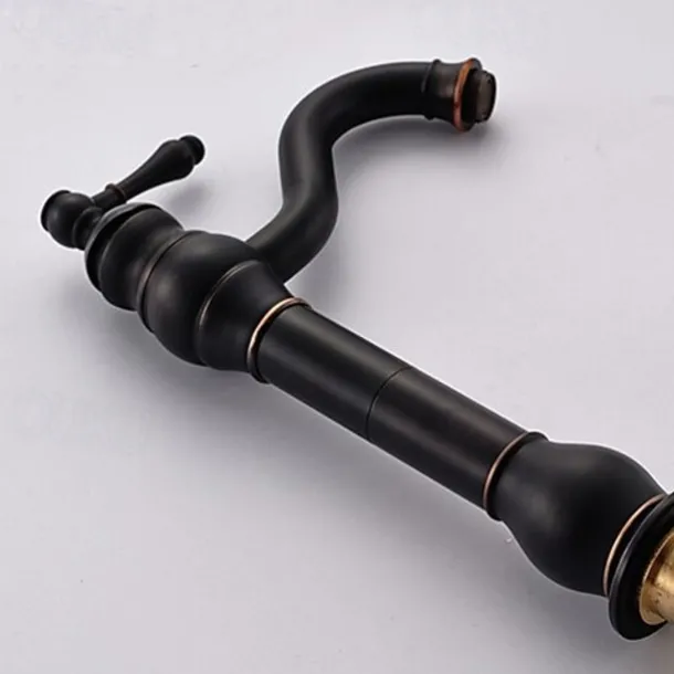 Bathroom Sink Faucet,Single Handle Rose Gold/Black/Brushed Gold/ Brass/Rustic Nickel One Hole Widespread Electroplated Faucet with Hot and Cold Water