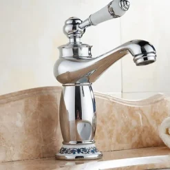 Bathroom Sink Faucet,Single Handle One Hole Brass Standard Spout,Brass Vintage Bathroom Sink Faucet Contain with Hot and Cold Water
