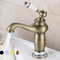 Bathroom Sink Faucet,Single Handle One Hole Brass Standard Spout,Brass Vintage Bathroom Sink Faucet Contain with Hot and Cold Water