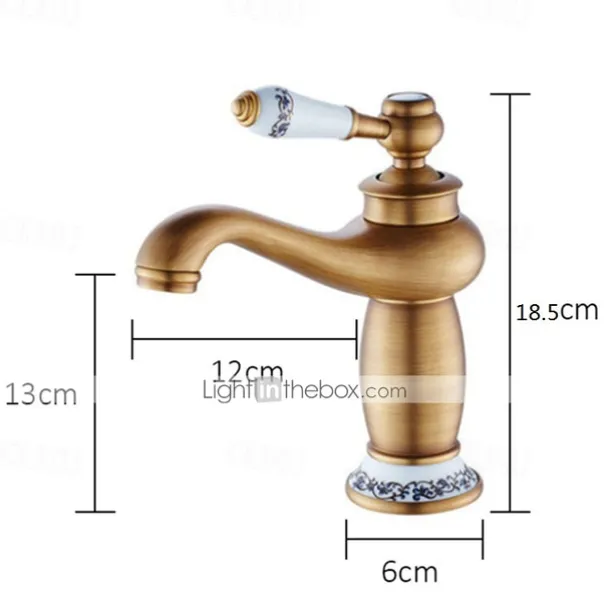 Bathroom Sink Faucet,Single Handle One Hole Brass Standard Spout,Brass Vintage Bathroom Sink Faucet Contain with Hot and Cold Water