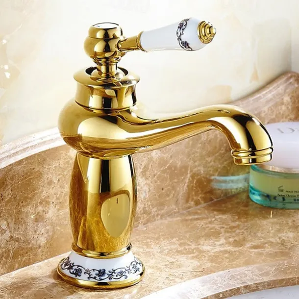 Bathroom Sink Faucet,Single Handle One Hole Brass Standard Spout,Brass Vintage Bathroom Sink Faucet Contain with Hot and Cold Water