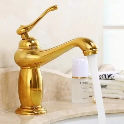 Bathroom Sink Faucet,Single Handle One Hole Brass Standard Spout,Brass Vintage Bathroom Sink Faucet Contain with Hot and Cold Water
