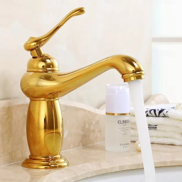 Bathroom Sink Faucet,Single Handle One Hole Brass Standard Spout,Brass Vintage Bathroom Sink Faucet Contain with Hot and Cold Water