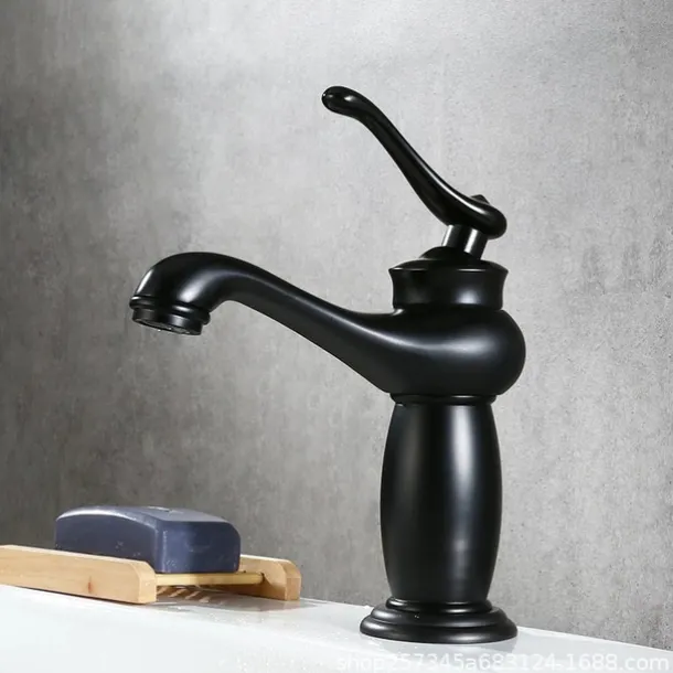 Bathroom Sink Faucet,Single Handle One Hole Brass Standard Spout,Brass Vintage Bathroom Sink Faucet Contain with Hot and Cold Water