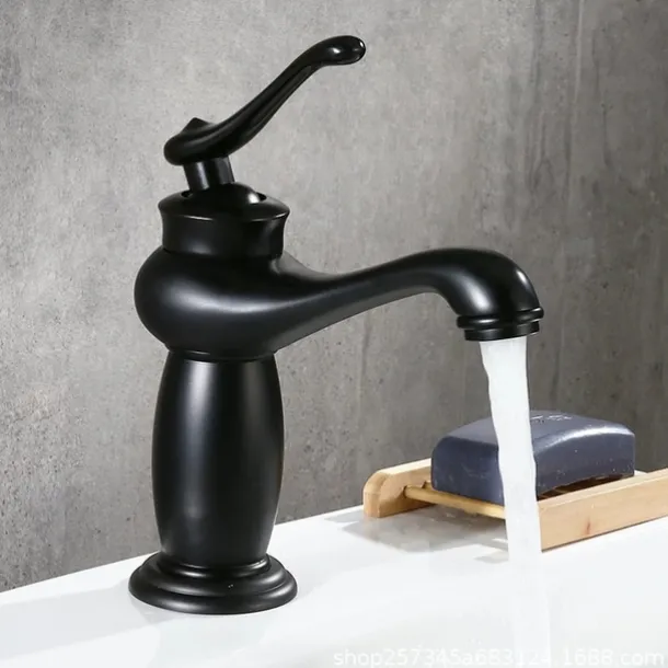 Bathroom Sink Faucet,Single Handle One Hole Brass Standard Spout,Brass Vintage Bathroom Sink Faucet Contain with Hot and Cold Water