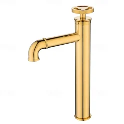 Bathroom Sink Faucet,Single Handle Tall Vessel Sink Black/Gold Vanity Bathroom Faucet Basin Mixer Tap Brass Body