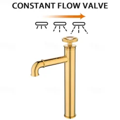 Bathroom Sink Faucet,Single Handle Tall Vessel Sink Black/Gold Vanity Bathroom Faucet Basin Mixer Tap Brass Body