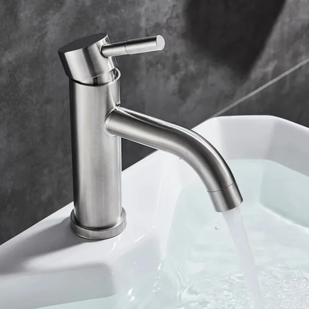 Bathroom Sink Faucet,Stainless Steel Nickel Brushed Single Handle One Hole Bath Taps