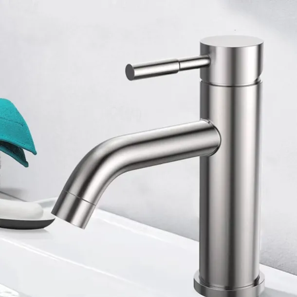 Bathroom Sink Faucet,Stainless Steel Nickel Brushed Single Handle One Hole Bath Taps
