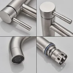 Bathroom Sink Faucet,Stainless Steel Nickel Brushed Single Handle One Hole Bath Taps