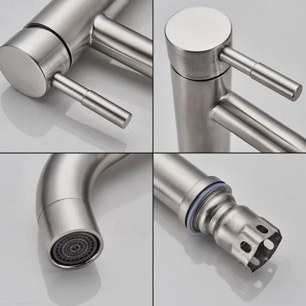 Bathroom Sink Faucet,Stainless Steel Nickel Brushed Single Handle One Hole Bath Taps