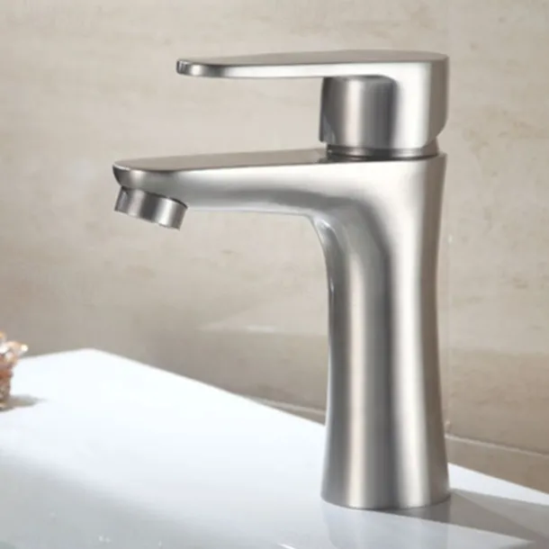 Bathroom Sink Faucet,Stainless Steel Matte Black/Nickel Brushed Single Handle One Hole Bath Taps with Hot and Cold Switch