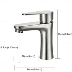 Bathroom Sink Faucet,Stainless Steel Matte Black/Nickel Brushed Single Handle One Hole Bath Taps with Hot and Cold Switch