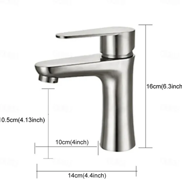Bathroom Sink Faucet,Stainless Steel Matte Black/Nickel Brushed Single Handle One Hole Bath Taps with Hot and Cold Switch