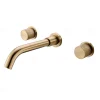 Bathroom Sink Faucet,Wall Mounted Brass Luxury Brushed Gold Finish Widespread Washroom Faucet Two Handles Three Holes Basin Sink Mixer Tap with Hot and Cold Switch