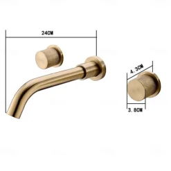 Bathroom Sink Faucet,Wall Mounted Brass Luxury Brushed Gold Finish Widespread Washroom Faucet Two Handles Three Holes Basin Sink Mixer Tap with Hot and Cold Switch