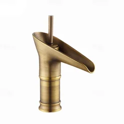 Bathroom Sink Faucet,Waterfall Antique Brass Centerset Single Handle One HoleBath Taps with Hot and Cold Switch