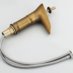 Bathroom Sink Faucet,Waterfall Antique Brass Centerset Single Handle One HoleBath Taps with Hot and Cold Switch