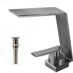 Bathroom Sink Faucet,Waterfall Brass Single Handle One Holes Bath Tap with Hot and Cold Switch