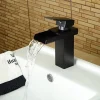 Bathroom Sink Faucet,Waterfall Oil-rubbed Bronze Centerset Widespread Single Handle One Hole Bath Taps with Hot and Cold Switch