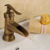 Bathroom Sink Faucet,Waterfall Antique Brass Single Handle One Hole Bath Taps with Hot and Cold Switch