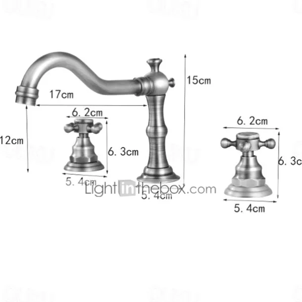 Bathroom Sink Faucet,Widespread Two Handle Three Holes, Brass Chrome Bathroom Sink Faucet Contain with Supply Lines and Drain Plug and Hot/Cold Switch