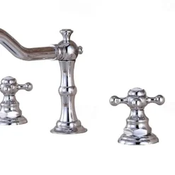 Bathroom Sink Faucet,Widespread Two Handle Three Holes, Brass Chrome Bathroom Sink Faucet Contain with Supply Lines and Drain Plug and Hot/Cold Switch