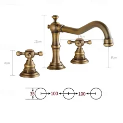 Bathroom Sink Faucet,Widespread Two Handle Three Holes, Brass Bath Taps, Brass Bathroom Sink Faucet Contain with Cold and Hot Water