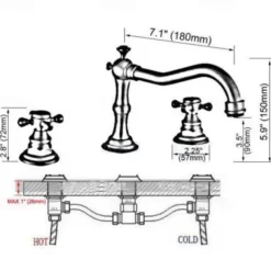Bathroom Sink Faucet,Widespread Two Handle Three Holes, Brass Bath Taps, Brass Bathroom Sink Faucet Contain with Cold and Hot Water