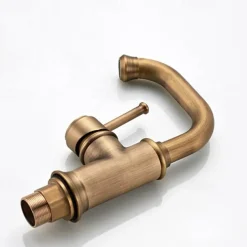 Bathroom Sink Mixer Faucet Vintage Deck Mounted, 360 Swivel Rotatable Single Handle One Hole Monobloc Washroom Basin Taps with Hot and Cold Water Hose Antique Brass ORB